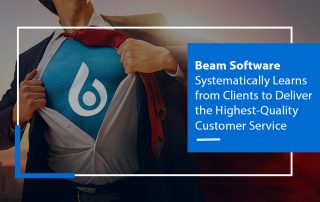 Man ripping of the shirt to show beam software icon